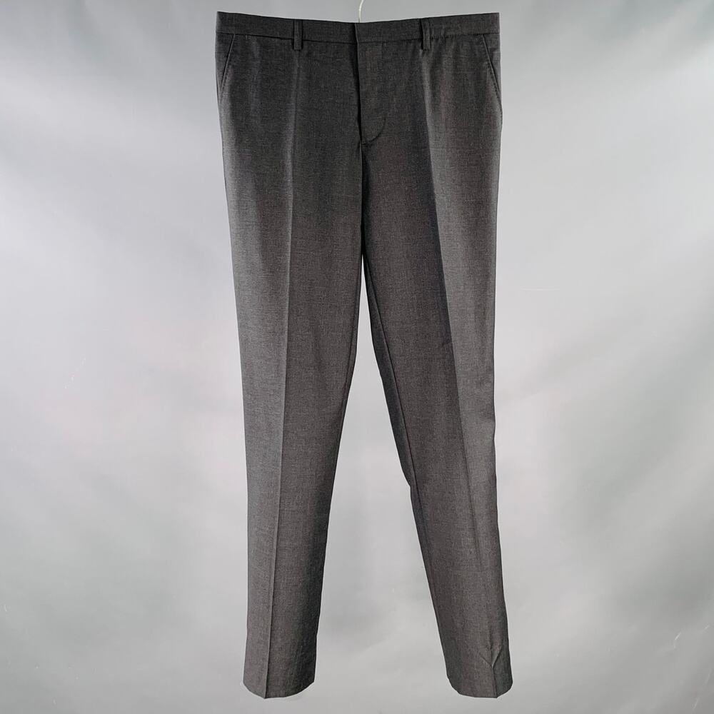 J. LINDEBERG 32 Paulie Grey Charcoal Virgin Wool Slim Fit Tapered Dress Pants